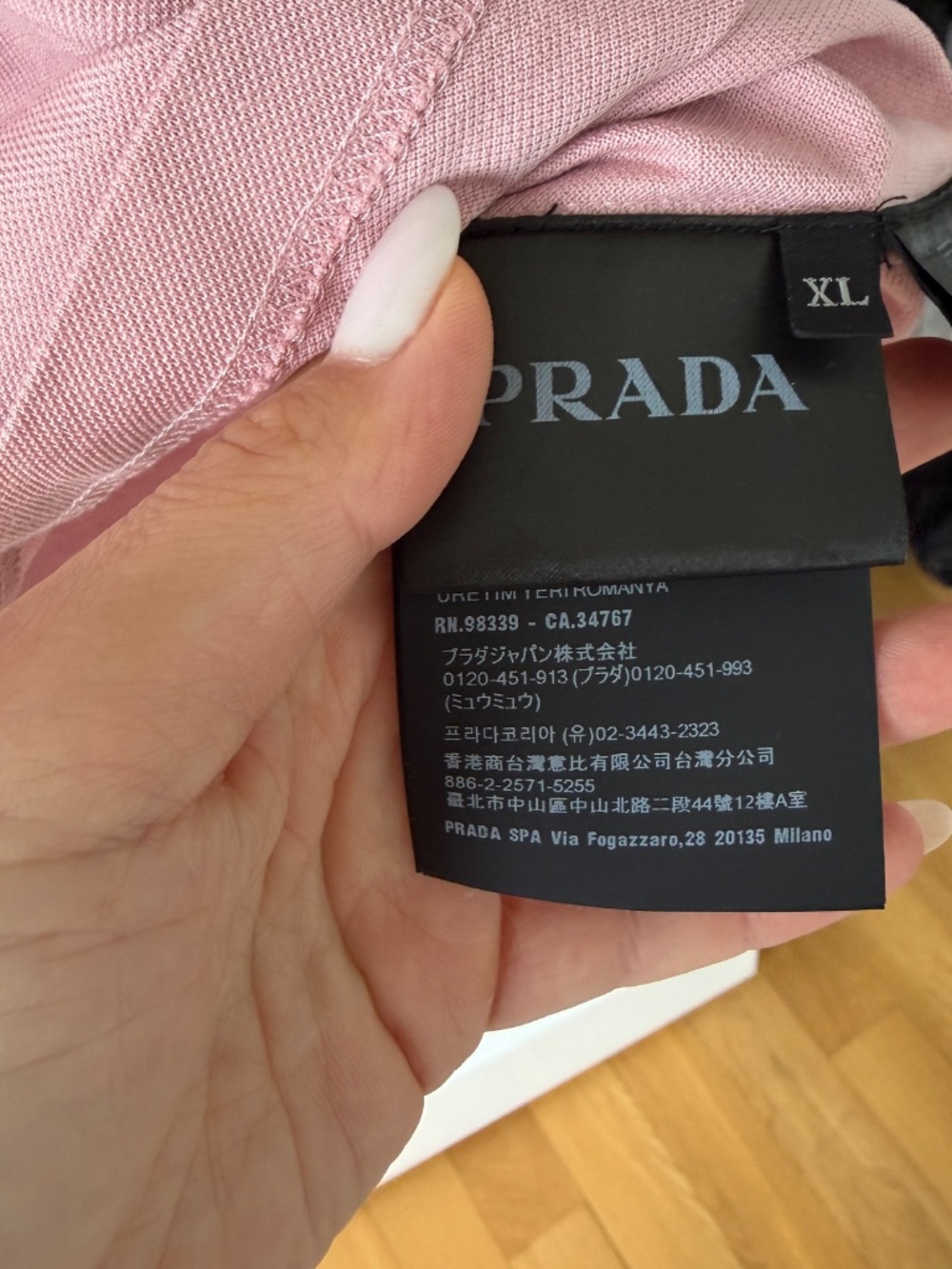 Prada Triangle Logo Cotton Piqué Polo Shirt- Pink - Picture 4 of 4